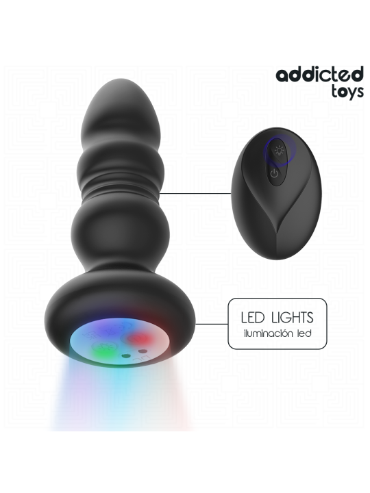 ADDICTED TOYS - PLUG ANAL VIBRADOR THRUSTING Y LUZ LED CONTROL REMOTO
