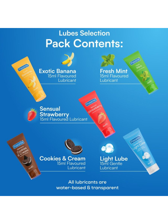 PASANTE - PACK LUBRICANTES SABORES VARIADOS 5 UDS X 15 ML