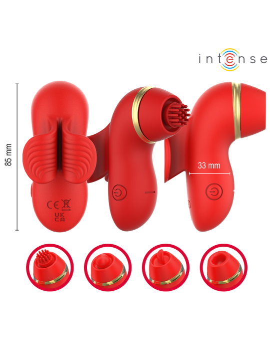 INTENSE - PATTY ESTIMULADOR CON 4 CABEZALES, SUCCIÓN, TAPPING, TICKLING Y LICKING
