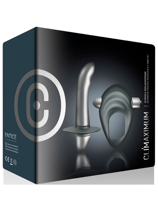 CLIMAXIMUM - ENTICE KIT ANILLO PARA PENE + VIBRADOR PRÓSTATA PRINCIPIANTES