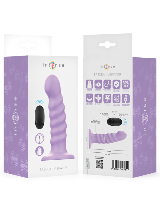 INTENSE - BRENDA VIBRADOR TALLA M DISEÑO EN ESPIRAL 10 VIBRACIONES MORADO CONTROL REMOTO