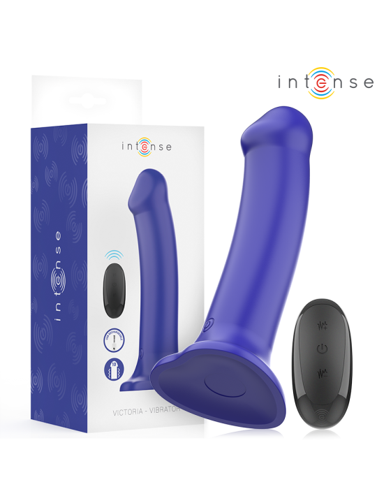 INTENSE - VICTORIA VIBRADOR CON VENTOSA 10 VIBRACIONES AZUL OSCURO CONTROL REMOTO