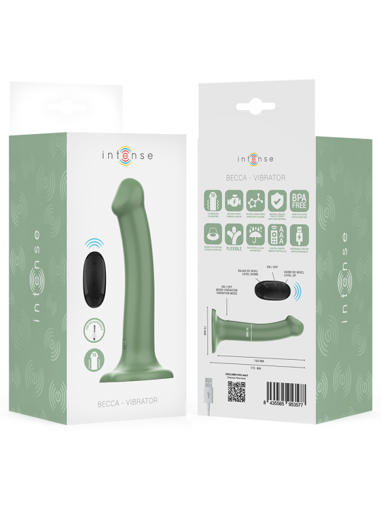 INTENSE - BECCA VIBRADOR CON VENTOSA 10 VIBRACIONES VERDE CONTROL REMOTO