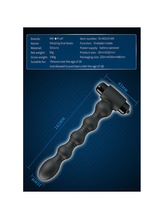 MR PLAY - MASAJEADOR PLUG ANAL CON VIBRACIÓN