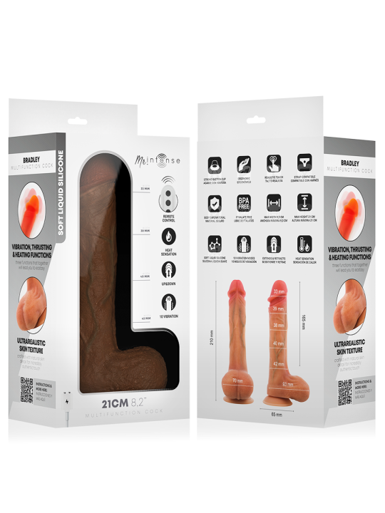 MR INTENSE - BRADLEY DILDO VIBRADOR SILICONA CON EFECTO CALOR Y CONTROL REMOTO 21 CM -Ø- 4.2 CM