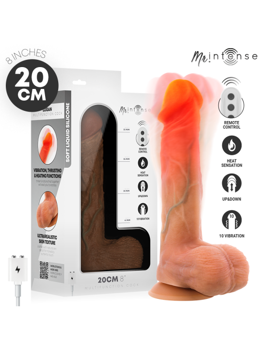 MR INTENSE - LOGAN DILDO VIBRADOR SILICONA CON EFECTO CALOR Y CONTROL REMOTO 20 CM -Ø- 4.1 CM