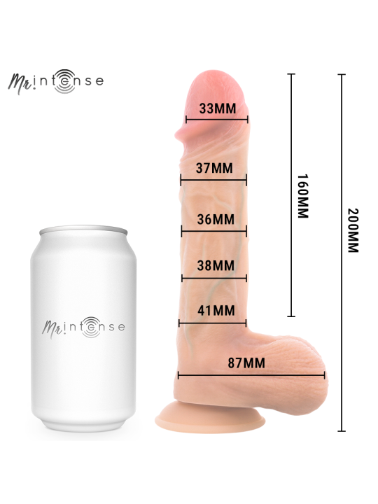 MR INTENSE - LOGAN DILDO VIBRADOR SILICONA CON EFECTO CALOR Y CONTROL REMOTO 20 CM -Ø- 4.1 CM