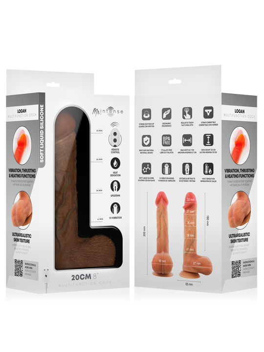 MR INTENSE - LOGAN DILDO VIBRADOR SILICONA CON EFECTO CALOR Y CONTROL REMOTO 20 CM -Ø- 4.1 CM