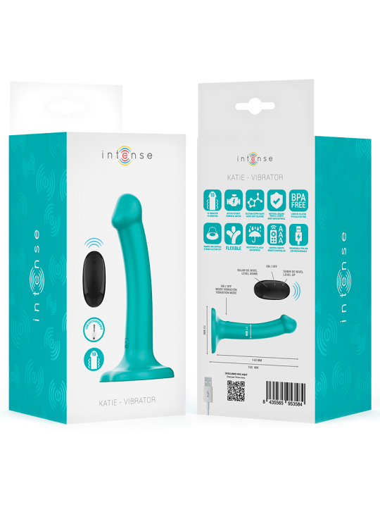 INTENSE - KATIE VIBRADOR CON VENTOSA 10 VIBRACIONES AZUL OSCURO CONTROL REMOTO