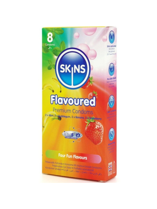 Skins: 8 preservativos premium de cuatro sabores