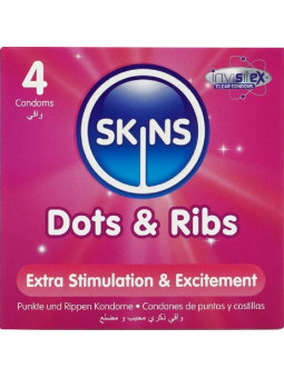 SKINS - DOTS & RIBS PRESERVATIVOS PREMIUM PACK 4
