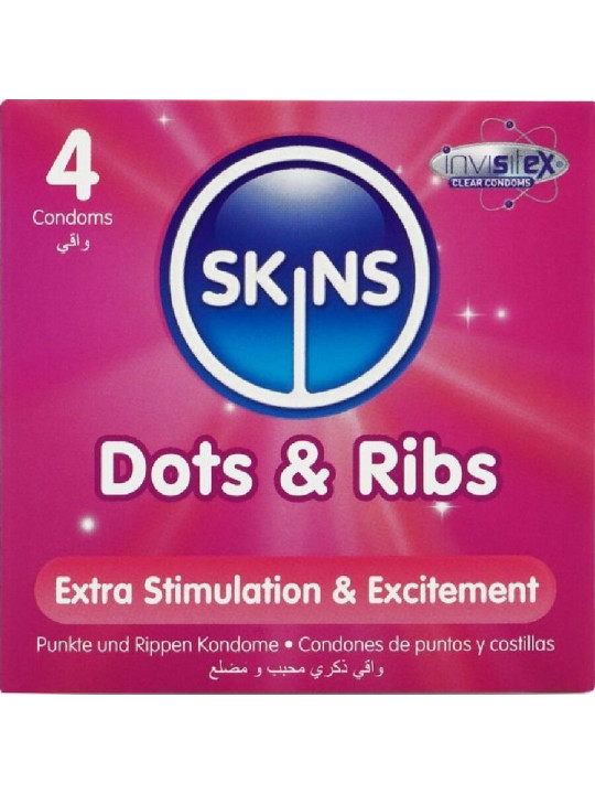 SKINS - DOTS & RIBS PRESERVATIVOS PREMIUM PACK 4