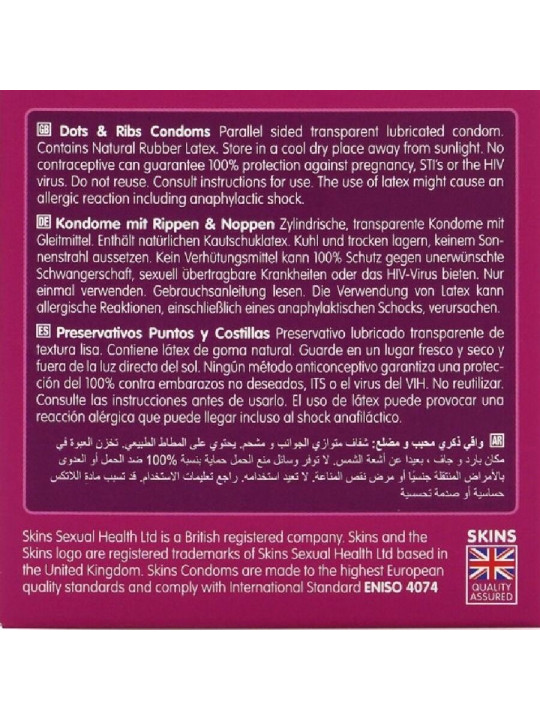 SKINS - DOTS & RIBS PRESERVATIVOS PREMIUM PACK 4