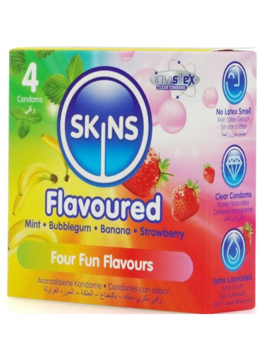 Skins: 4 preservativos premium de cuatro sabores
