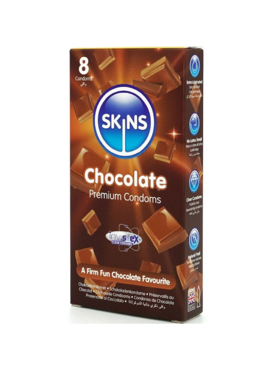 SKINS - PRESERVATIVOS PREMIUM SABOR CHOCOLATE PACK 8