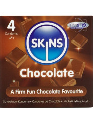 SKINS - PRESERVATIVOS PREMIUM SABOR CHOCOLATE PACK 4