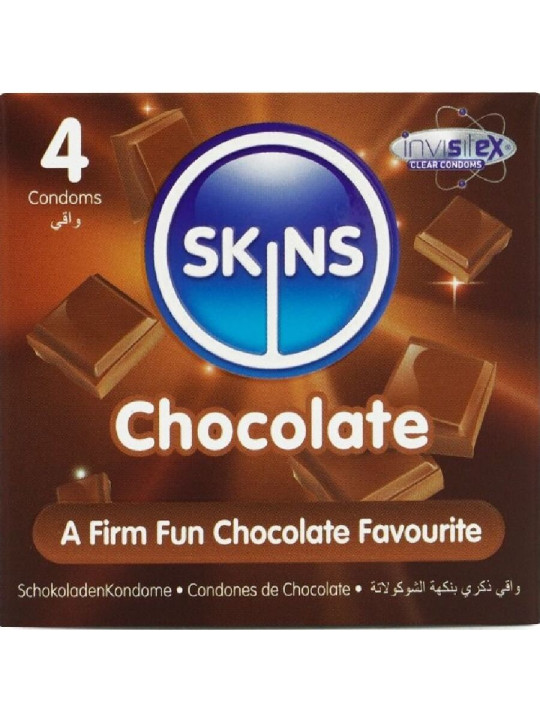 SKINS - PRESERVATIVOS PREMIUM SABOR CHOCOLATE PACK 4