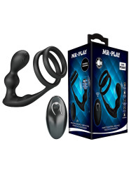 MR PLAY - ANILLO PARA PENE CON PLUG ANAL CON VIBRACIÓN CONTROL REMOTO