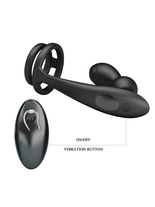 MR PLAY - ANILLO PARA PENE CON PLUG ANAL CON VIBRACIÓN CONTROL REMOTO