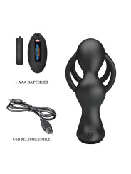 MR PLAY - ANILLO PARA PENE CON PLUG ANAL CON VIBRACIÓN CONTROL REMOTO
