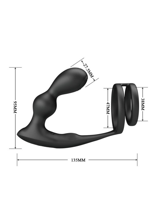 MR PLAY - ANILLO PARA PENE CON PLUG ANAL CON VIBRACIÓN CONTROL REMOTO