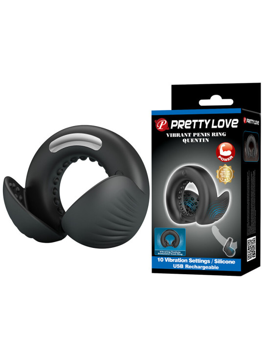 PRETTY LOVE - QUENTIN ANILLO PARA PENE CON ESTIMULADOR TESTICULAR