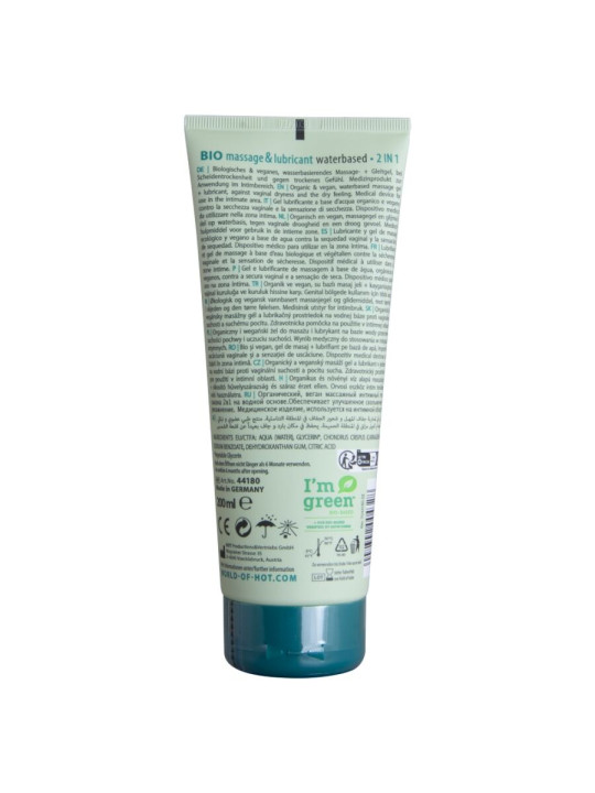 HOT - BIO MASSAGE & LUBRICANTE BASE AGUA 2 EN 1 200 ML