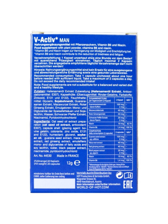 HOT - V-ACTIV CÁPSULAS HOMBRE 20 UNIDADES