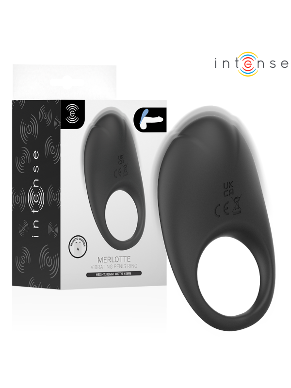 INTENSE - MERLOTTE ANILLO VIBRADOR CON ESTIMULACIÓN DE CLÍTORIS NEGRO