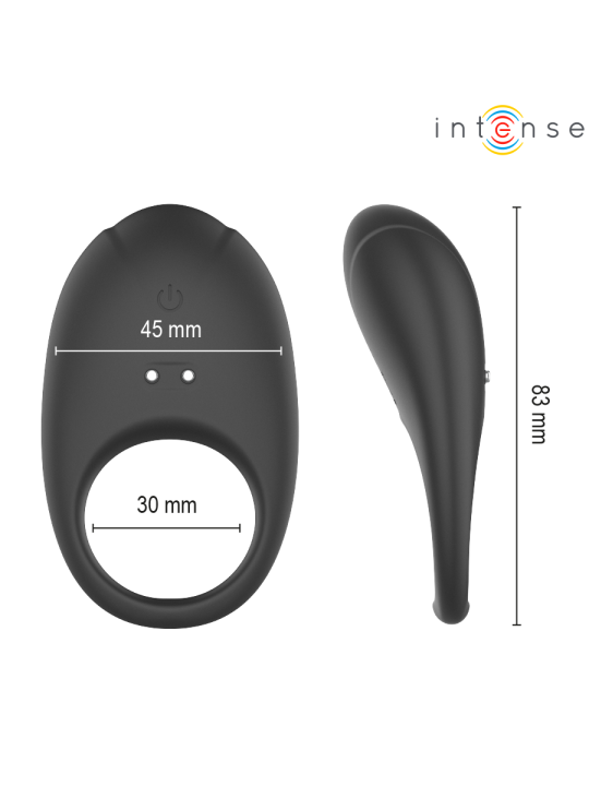 INTENSE - MERLOTTE ANILLO VIBRADOR CON ESTIMULACIÓN DE CLÍTORIS NEGRO