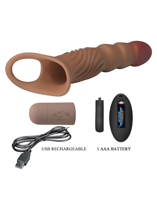PRETTY LOVE - FUNDA PARA PENE TEXTURIZADA CON VIBRACIÓN Y CONTROL REMOTO