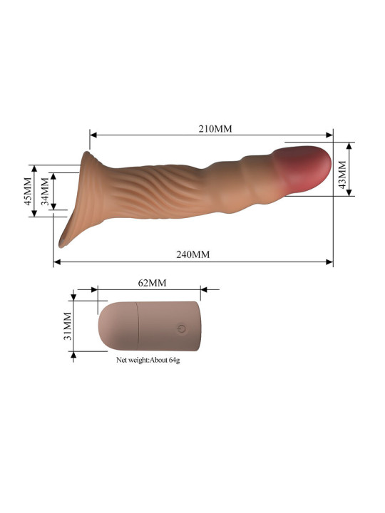 PRETTY LOVE - FUNDA PARA PENE TEXTURIZADA CON VIBRACIÓN Y CONTROL REMOTO