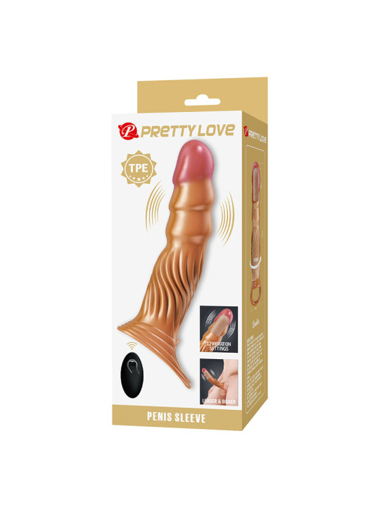 PRETTY LOVE - FUNDA PARA PENE TEXTURIZADA CON VIBRACIÓN Y CONTROL REMOTO