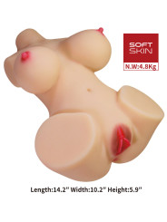 Torso masturbador Crazy Bull Emma en TPE Soft Skin, 4,8 kg, con medidas 36 x 26 x 15 cm