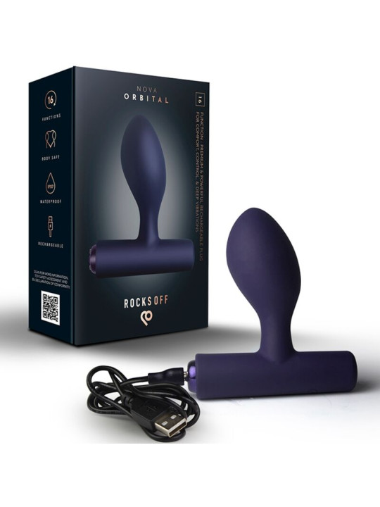 ROCKS-OFF - NOVA ORBITAL PREMIUM PLUG ANAL RECARGABLE 16 FUNCIONES AZUL