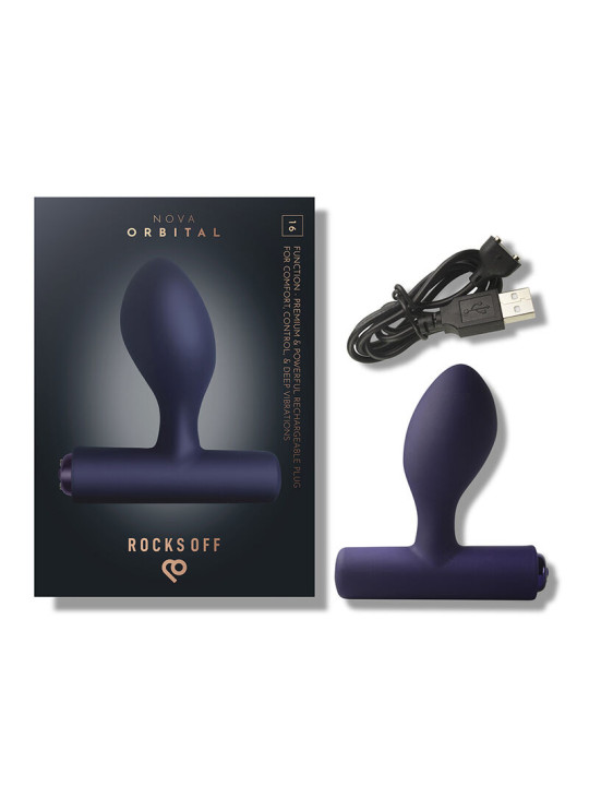 ROCKS-OFF - NOVA ORBITAL PREMIUM PLUG ANAL RECARGABLE 16 FUNCIONES AZUL