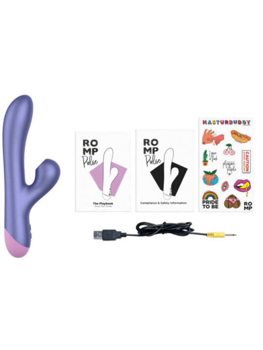 ROMP - PULSE VIBRADOR RABBIT DUAL PUNTO G AZUL ELÉCTRICO