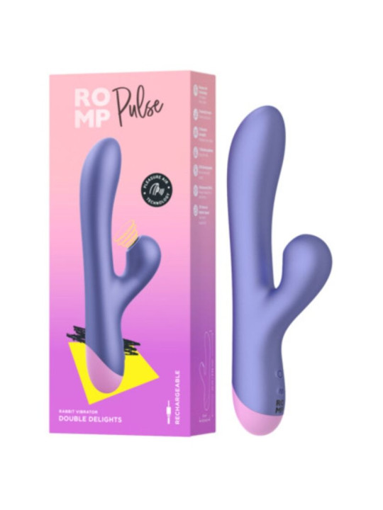 ROMP - PULSE VIBRADOR RABBIT DUAL PUNTO G AZUL ELÉCTRICO