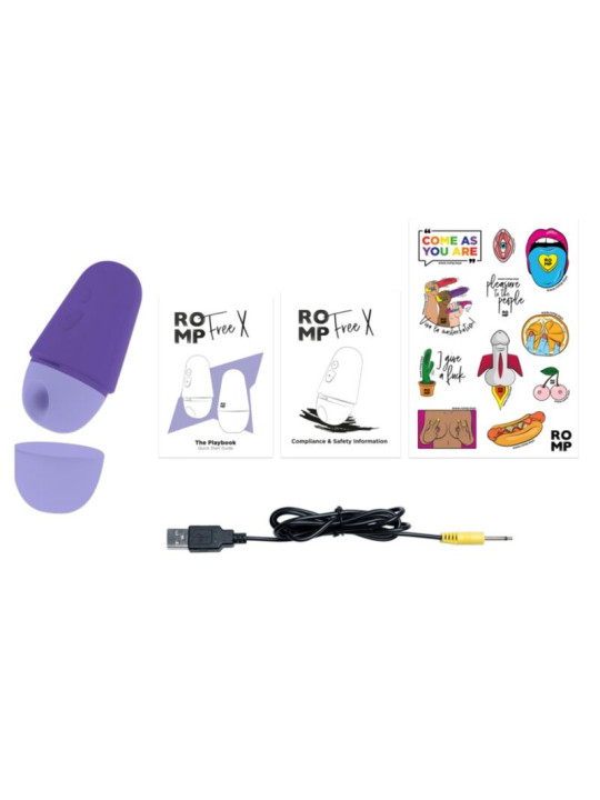 ROMP - FREE X ESTIMULADOR DE CLÍTORIS CON TAPA 10 NIVELES RECARGABLE MORADO