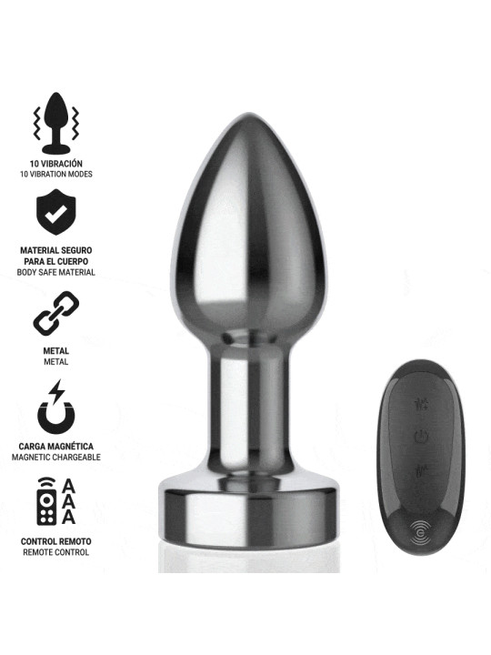 INTENSE - PLUG ANAL 10 VIBRACIONES METAL CON CONTROL REMOTO S