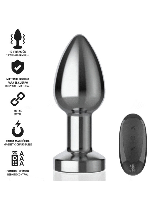 INTENSE - PLUG ANAL 10 VIBRACIONES METAL CON CONTROL REMOTO M