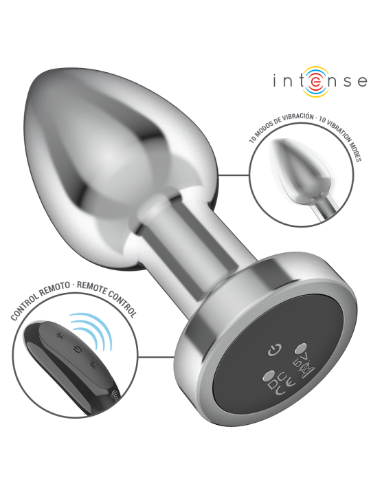 INTENSE - PLUG ANAL 10 VIBRACIONES METAL CON CONTROL REMOTO M