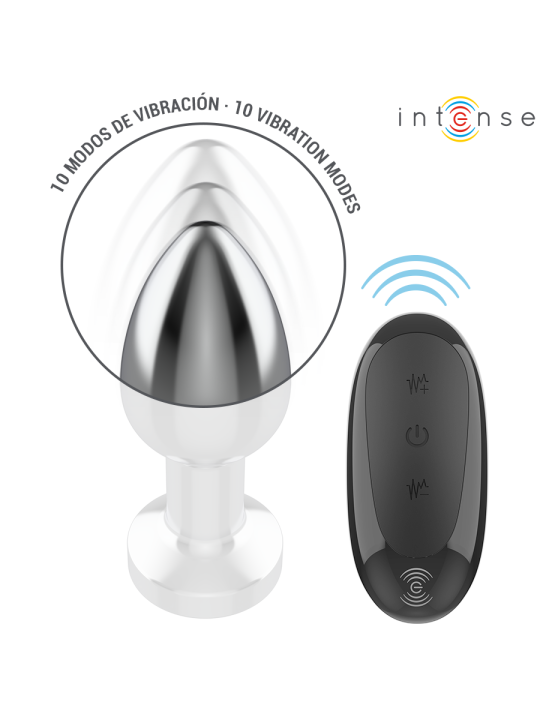 INTENSE - PLUG ANAL 10 VIBRACIONES METAL CON CONTROL REMOTO M