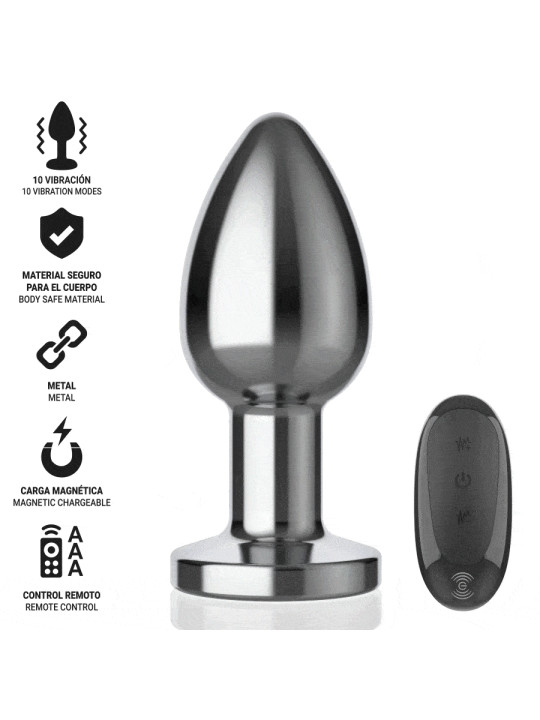 INTENSE - PLUG ANAL 10 VIBRACIONES METAL CON CONTROL REMOTO L