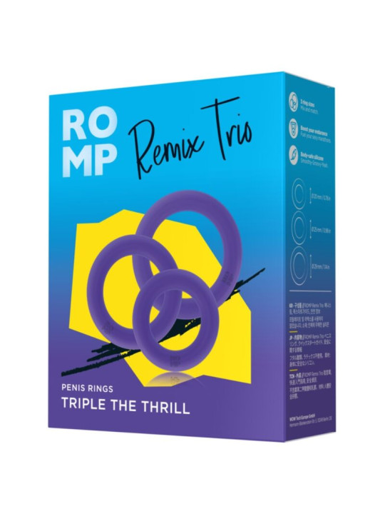 ROMP - REMIX TRIO SET DE 3 ANILLOS PARA PENE SILICONA MORADO