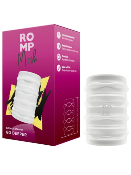 ROMP - MOSH MASTURBADOR MASCULINO TRANSPARENTE CON FUNDA REVERSBLE DE 6 CM