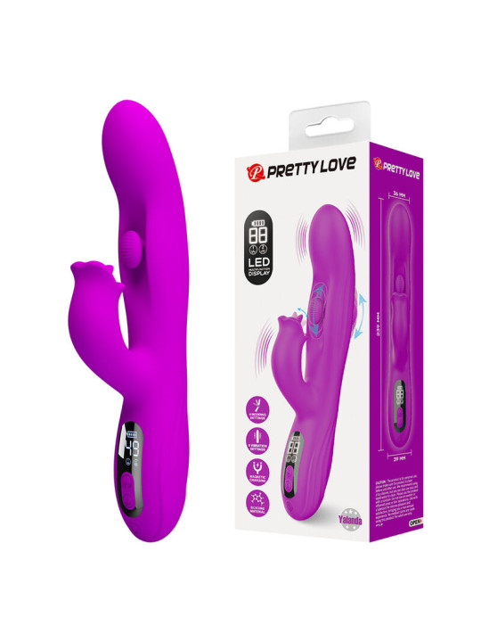 PRETTY LOVE - YALANDA VIBRADOR RABBIT OSCILANTE CON PANTALLA LED MORADO