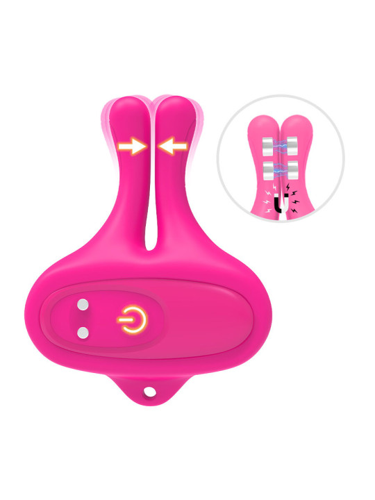 ARMONY - PINZAS PARA PEZONES MAGNÉTICA CON VIBRACIÓN FORMA CONEJO ROSA