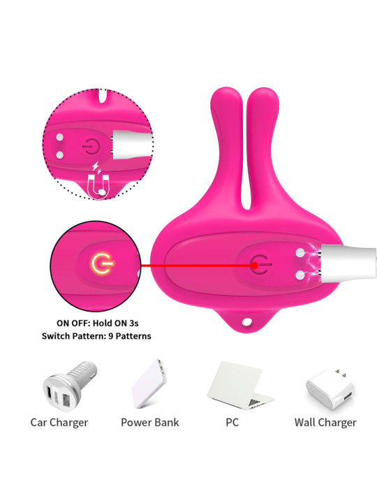 ARMONY - PINZAS PARA PEZONES MAGNÉTICA CON VIBRACIÓN FORMA CONEJO ROSA