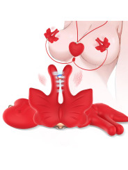 ARMONY - PINZAS PARA PEZONES MAGNÉTICA CON VIBRACIÓN FORMA MARIPOSA ROJO